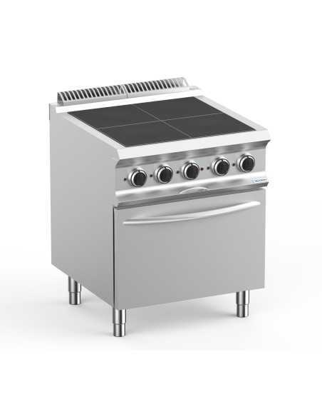 Professional electric stove with 4 lowered square plates - Power 4 x kW 2.5 - Ventilated oven - cm 70 x 73 x 85 h
