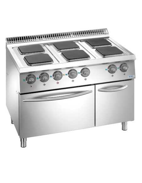 Professional electric stove with 6 square plates - Power 6 x kW 2.6 - Electric oven - cm 110 x 73 x 85 h