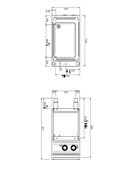 Bagnomaria professionale elettrico - Capacità vasca GN 1/1 - Temperatura 0° e 90°C - cm 40 x 73 x 85 h