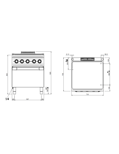 Cucina tuttapiastra professionale elettrica -...