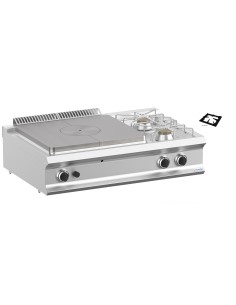 Cucina tuttapiastra professionale a gas + 2 fuochi -  cm...