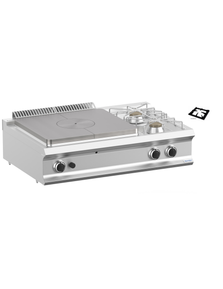 All-plate professional gas stove + 2 burners - cm 110 x 73 x 25 h