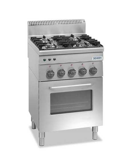 Professional gas stove with 4 burners - Power 2 x kW 2.7 + 2 x kW 3.15 - Gas oven - cm 60 x 60 x 85 h