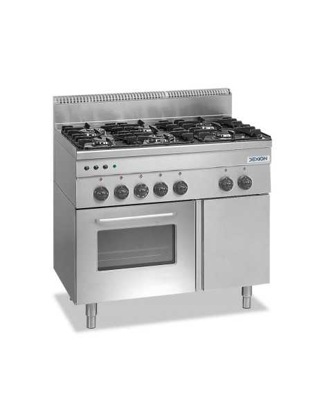 Professional gas stove with 6 burners - Power 3 x kW 2.7 + 3 x kW 3.15 - Gas oven - cm 100 x 60 x 85 h