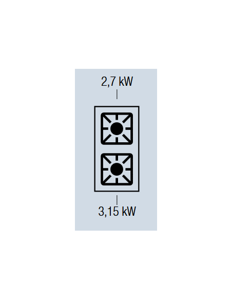 Professional gas stove with 2 burners - Power 1 x kW 2.7 + 1 x kW 3.15 - cm 40 x 60 x 27 h