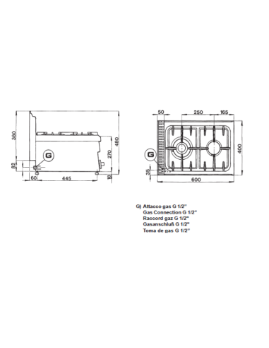 Professional gas stove with 2 burners - Power 1...