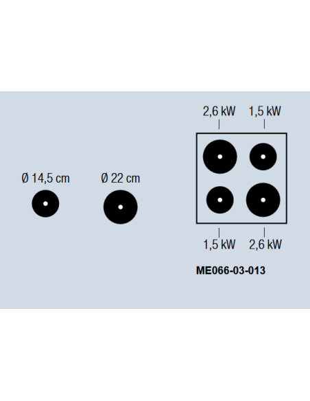 Professional electric stove with 4 plates - Power 2 x Kw 1.5 + 2 x Kw 2.6 - Cm 60 x 60 x 27 h