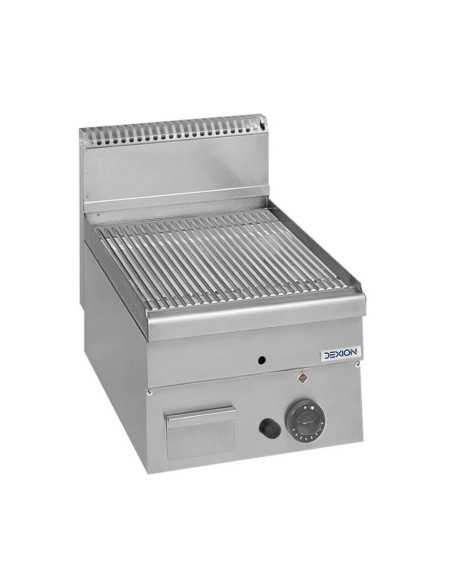 Fry top de gas profesional con placa de acero acanalada - Energía kW 5.1 -Cm 40 x 60 x 27 h
