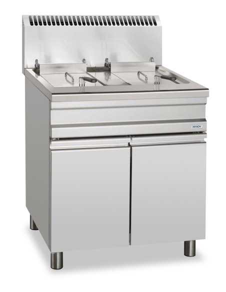 Freidora profesional a gas con 2 cubas de 14+14 litros - Cm 75 x 65 x 110 h
