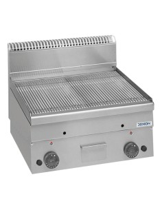 Professional electric fry top with steel grooved plate -...