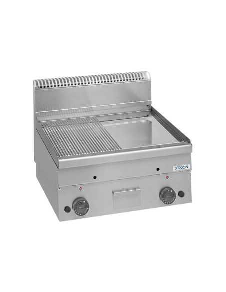 Professional gas fry top - Plate 1/2 smooth 1/2 ribbed chrome - Cm 60 x 60 x 27 h