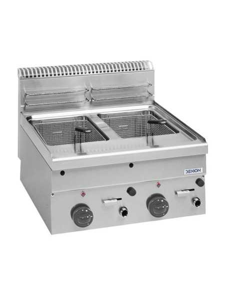 Freidora profesional a gas con 2 cubas litros 8+8 - Energía kW 14,8 - Cm 60 x 60 x 27