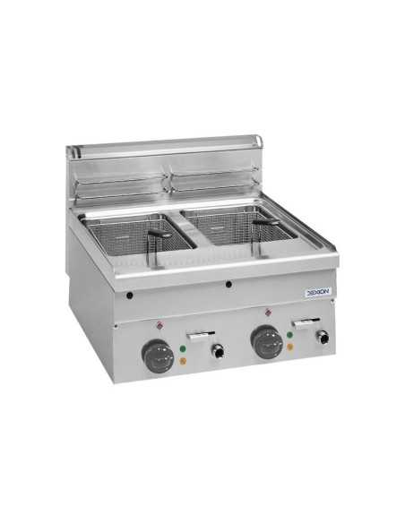 Freidora eléctrica profesional con 2 cubetas litros 10+10 - Energía kW 9+9 - Cm 60 x 60 x 27
