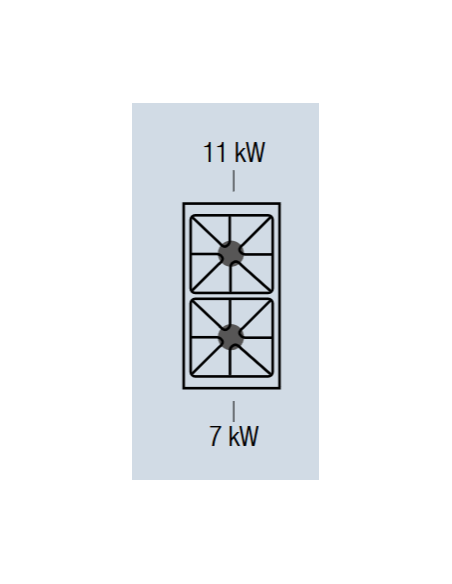 Professional gas stove with 2 burners - Power kW 7 + kW 11 - Cm 40 x 90 x 85 h