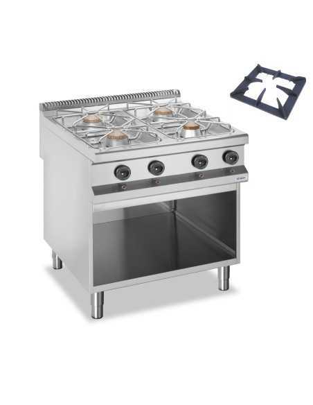 Professional gas stove with 4 burners - Power 4 x kW 5.5 - Cm 80 x 90 x 85 h