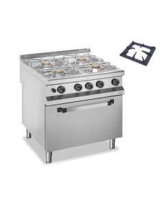 Professional gas stove with 4 burners - Power 2 x kW 7 +...
