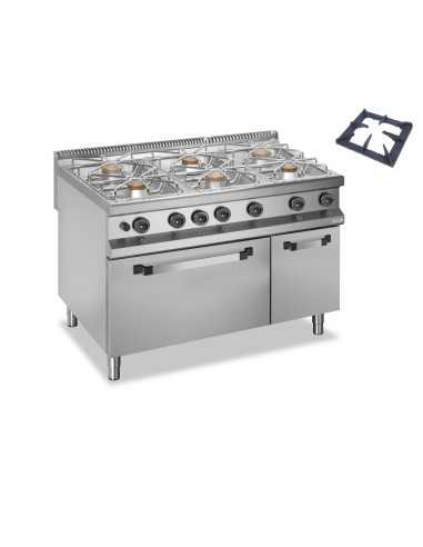 Cocina de gas profesional con 6 quemadores -...