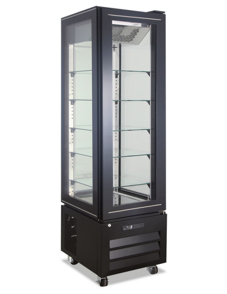 Vetrina pasticceria da 258 Lt con 4 lati vetro - Temperatura +2°/+8°C - cm 45 x 65 x 195 h