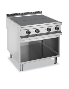 Cocina eléctrica profesional con 4 placas cuadradas...
