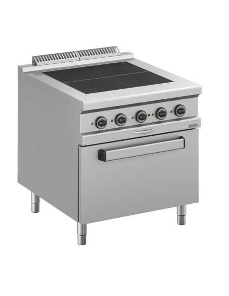 Cocina eléctrica profesional con 4 placas cuadradas rebajadas - Energía 4 x kW 2.5 - Horno eléctrico - cm 80 x 90 x 85 h