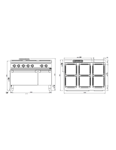 Cocina eléctrica profesional con 6 placas...