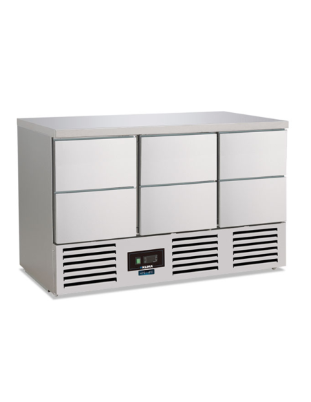 Static refrigerated saladette with 6 drawers - Temperature +2°/ +8°C - cm 137 x 70 x 87 h