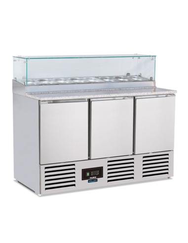 Saladette de 3 puertas con Vitrina refrigerada...