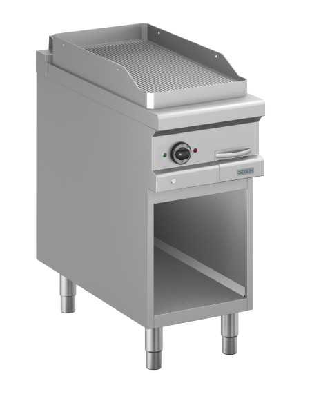 Professional electric fry top with grooved plate - Power kW 6 - Cm 40 x 90 x 85 h