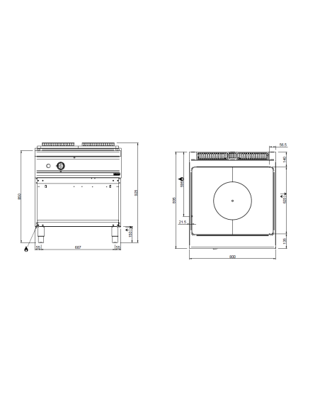 Professional all-stove gas stove - Power Kw 12 - Cm 80 x 90 x 85 h