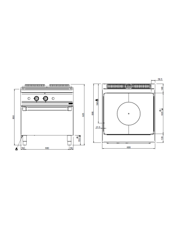 All-plate professional gas stove - Power Kw 12...