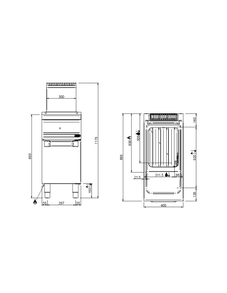 Professional gas fryer with 1 tank 18 liters - Cm 40 x 90 x 118 h