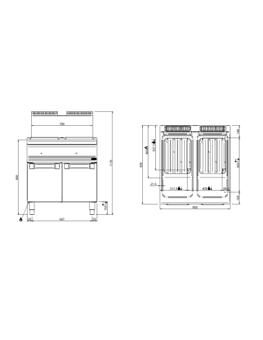 Professional gas fryer with 2 tanks liters 18 +...