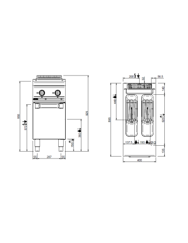 Professional electric deep fryer with 2 tanks...