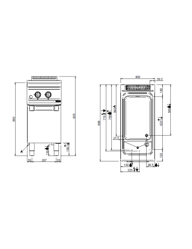 Professional gas pasta cooker with 1 tank 40...