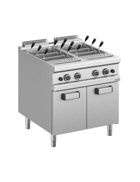 Cocedor de pasta a gas profesional con 2 cubetas 40 + 40 litros - Cm 80 x 90 x 85 h