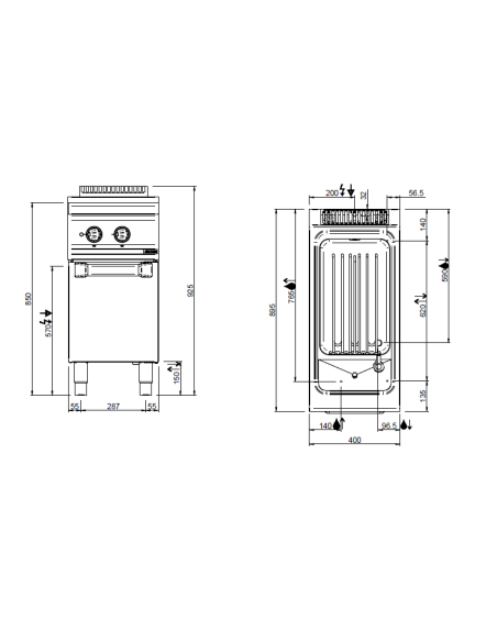 Professional electric pasta cooker with 1 tank 40 liters - Cm 40 x 90 x 85 h