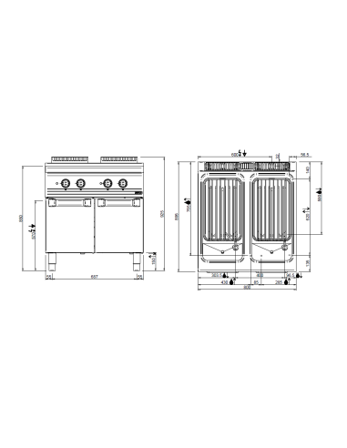Professional electric pasta cooker with 2 tanks...