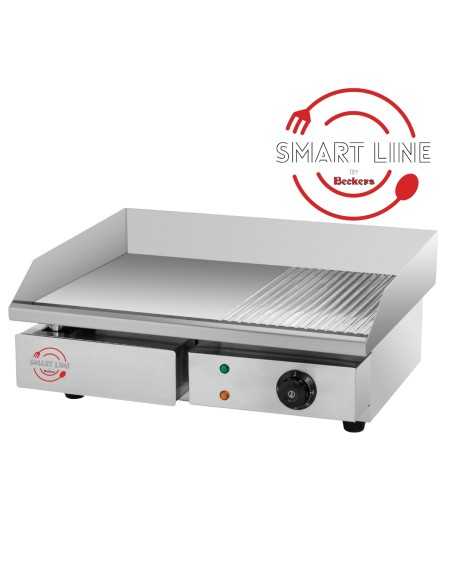 Fry top eléctrico con encimera de acero 1/3 rayado y 2/3 liso - cm 55 x 43 x 24 h