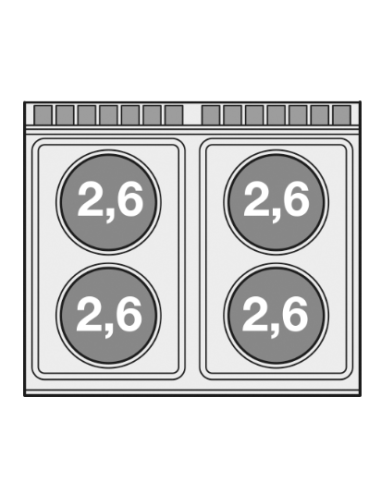 Cocina eléctrica profesional con 4 placas...