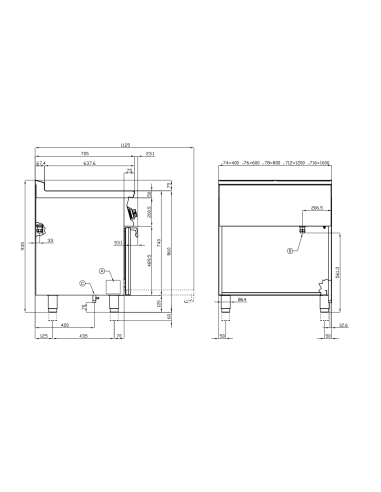 Professional electric stove with 4 square...