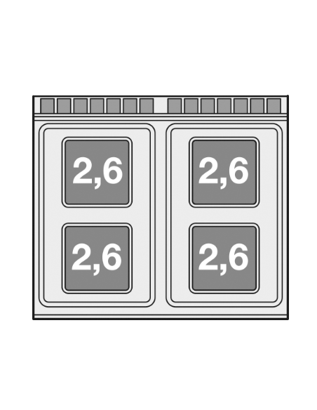 Professional electric stove with 4 square plates - Power kW 2.6 (x4) - Static electric oven - cm 80 x 70.5 x 90 h