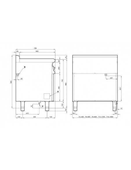 Professional glass ceramic stove 4 cooking zones and electric oven glass door - cm 80 x 70.5 x 90 h