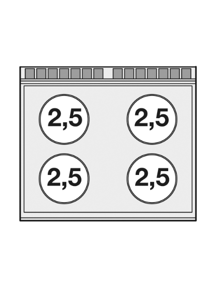 Professional glass ceramic stove 4 cooking zones and electric oven glass door - cm 80 x 70.5 x 90 h