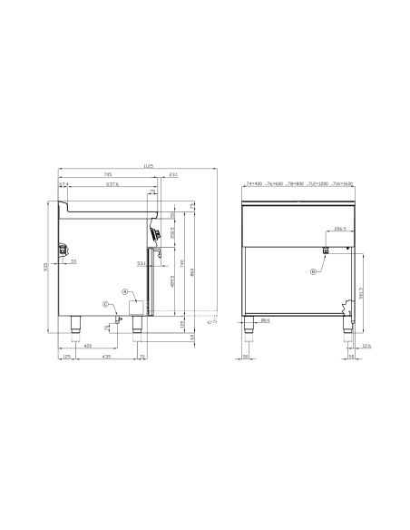 Cocina eléctrica profesional con 6 placas redondas - Energía kW 2.6 (x6) - Horno eléctrico estático - cm 120 x 70.5 x 90 h