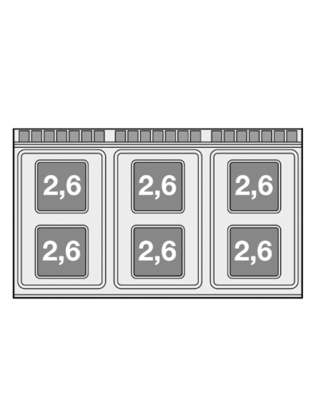 Cocina eléctrica - N. 6 placas - Horno eléctrico estático - cm 120 x 70,5 x 90 h