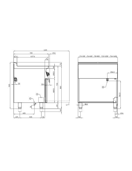 Electric kitchen - N. 6 plates - Static electric oven - cm 120 x 70.5 x 90 h