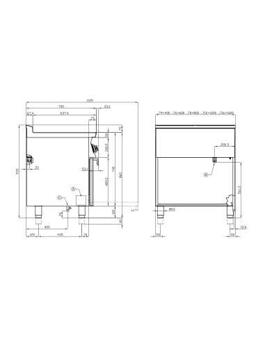 Professional gas stove with 4 burners - Static...