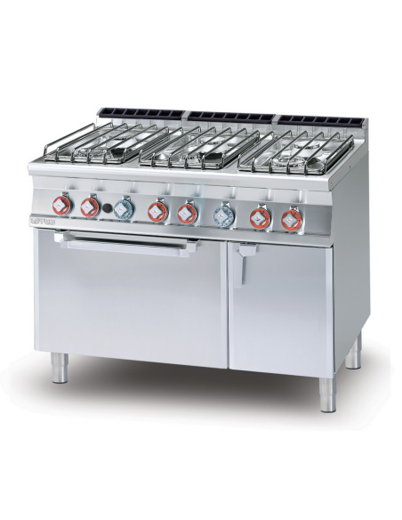 Professional gas stove with 6 burners - Static gas oven - cm 120 x 70.5 x 90 h