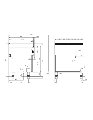 Cucina professionale a gas con 6 fuochi - Forno...