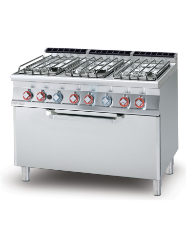 Cucina professionale a gas con 6 fuochi - Forno...